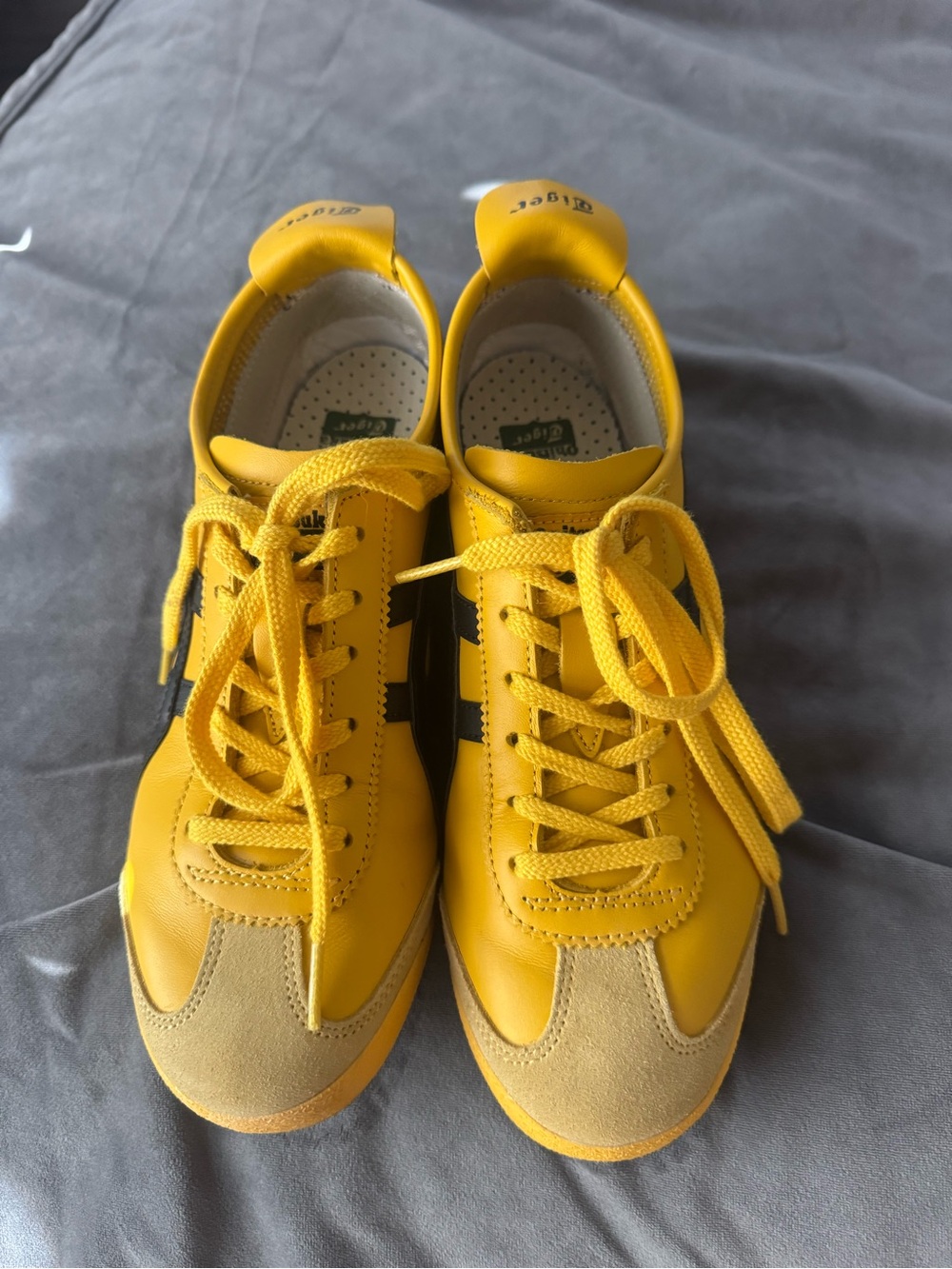 Yellow Low-Top Sneakers with Black Side Stripe